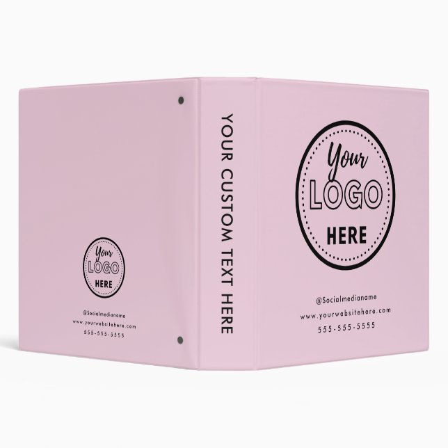 Professional Branding Minimalist Pink Promo Logo 3 Ring Binder (Background)