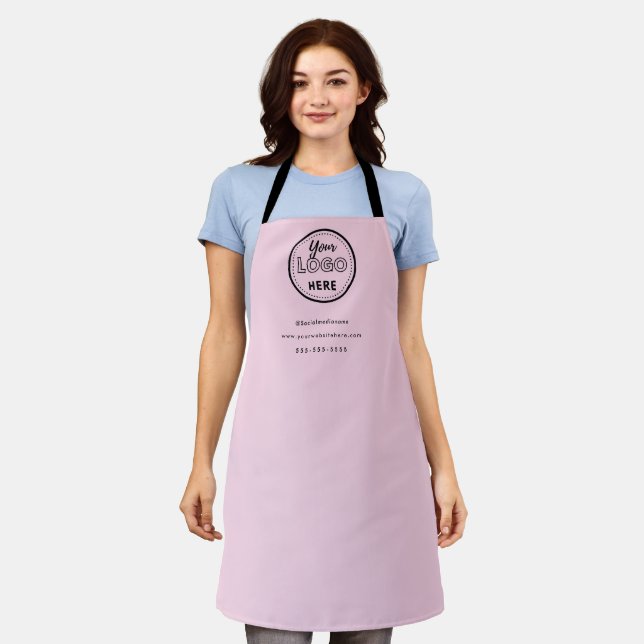 Professional Branding Minimalist Pink Promo Logo Apron (Worn)