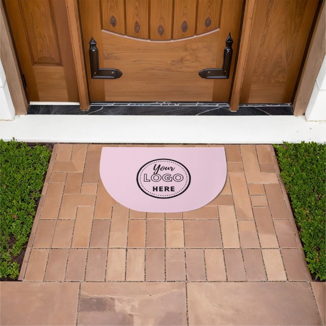 Professional Branding Minimalist Pink Promo Logo Doormat (Outdoor)