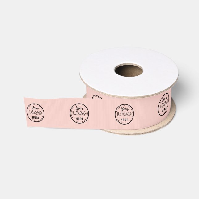 Professional Branding Minimalist Pink Promo Logo Grosgrain Ribbon (Spool)