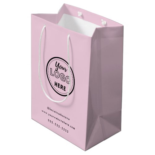 Professional Branding Minimalist Pink Promo Logo Medium Gift Bag