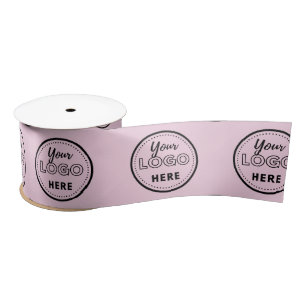 Professional Branding Minimalist Pink Promo Logo Satin Ribbon