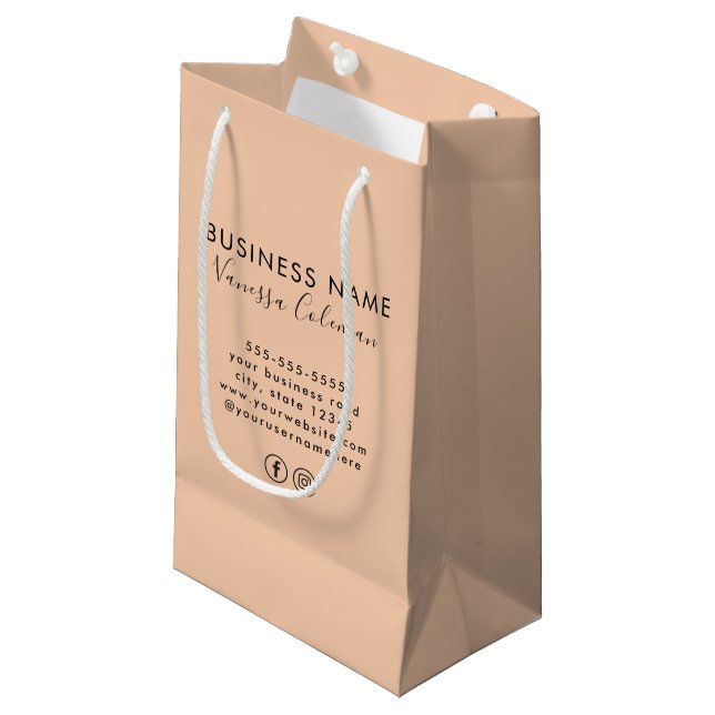 Professional Branding Minimalist Script Orange Small Gift Bag (Front Angled)