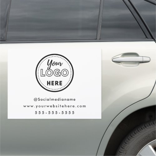 Professional Branding Minimalist White Promo Logo Car Magnet