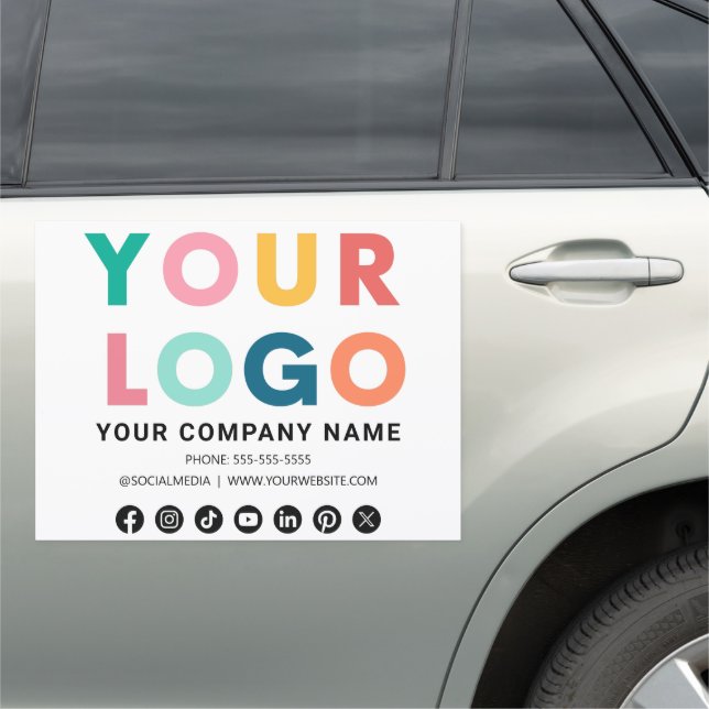 Professional Branding Minimalist White Promo Logo  Car Magnet (In Situ)