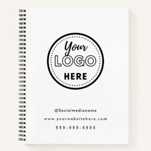 Professional Branding Minimalist White Promo Logo Notebook