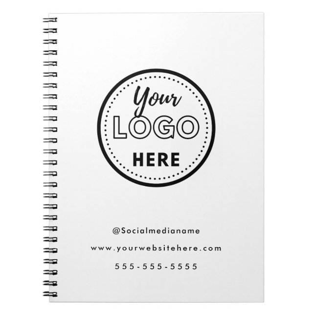 Professional Branding Minimalist White Promo Logo Notebook (Front)