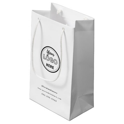 Professional Branding Minimalist White Promo Logo Small Gift Bag