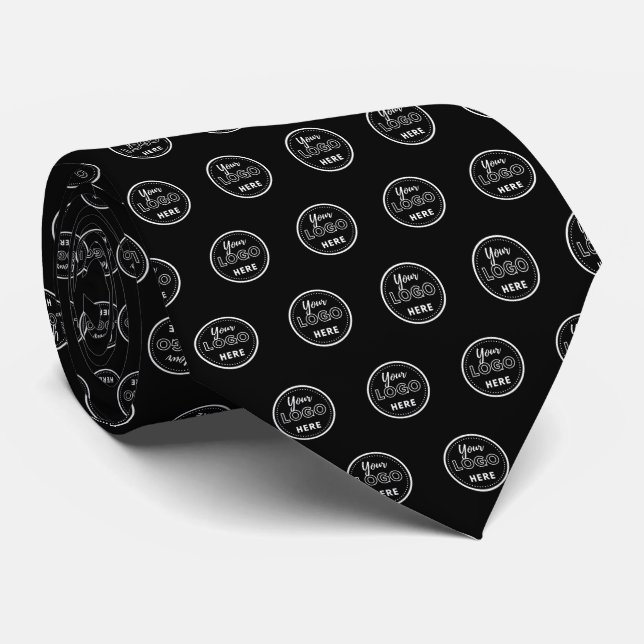 Professional Branding Modern Black Promo Logo Neck Tie (Rolled)