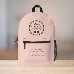 Professional Branding Modern Blush Pink Promo Logo Printed Backpack