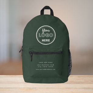 Professional Branding Modern Forest Green Logo Printed Backpack