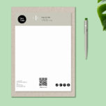 Professional Branding Modern Minimalist Gray Letterhead<br><div class="desc">Unleash timeless elegance with our professional branding solution for small businesses. Our minimalist gray design, enhanced by pretty typography, is easily customizable with your logo or initials. Featuring a QR code for instant social media connection, this modern and contemporary product seamlessly blends simplicity with sophistication. Elevate your brand with an...</div>