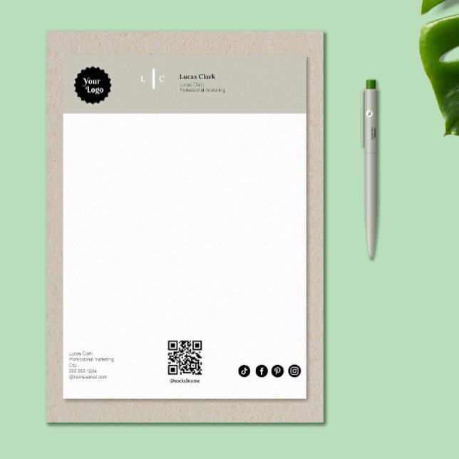 Professional Branding Modern Minimalist Gray Letterhead (Professional Branding Modern Minimalist Gray Letterhead)