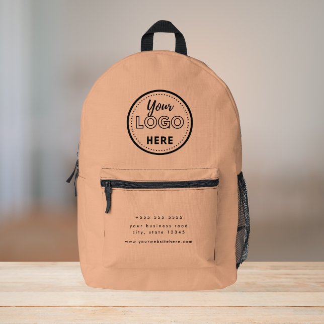 Professional Branding Modern Orange Promo Logo Printed Backpack (Creator Uploaded)