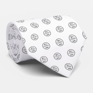 Professional Branding Modern White Logo Neck Tie