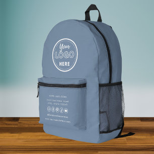 Professional Branding Periwinkle Social Media Logo Printed Backpack