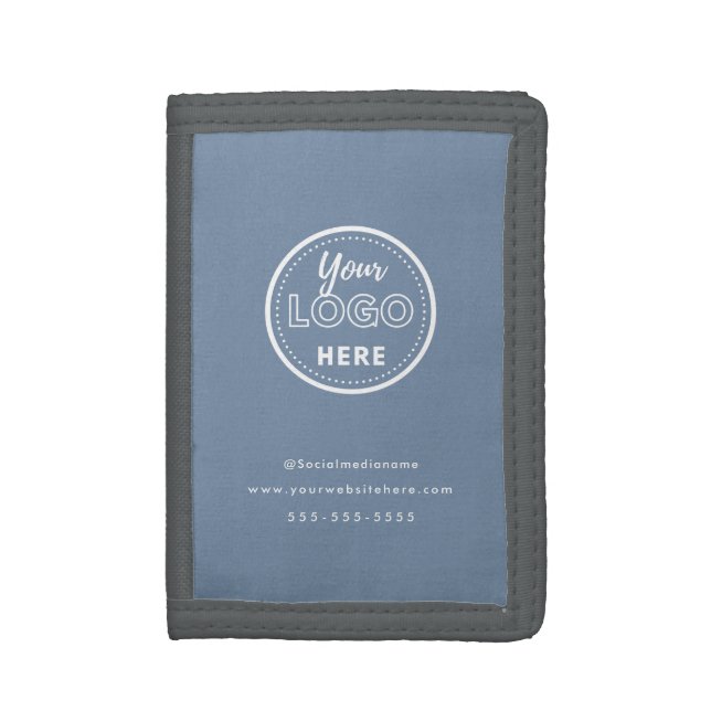 Professional Branding Promotional Logo Periwinkle Trifold Wallet (Front Vertical)