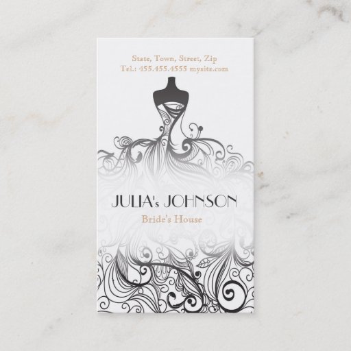 Customizable Professional Bride Stylist Wedding Dress Salon Business Cards