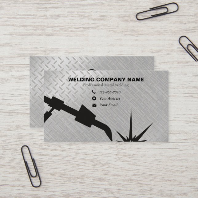 Professional  Bright Shiny Metal Silver Welding  Business Card (Front/Back In Situ)
