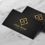 Professional Broker Modern Gold Monogram Lux Black Business Card