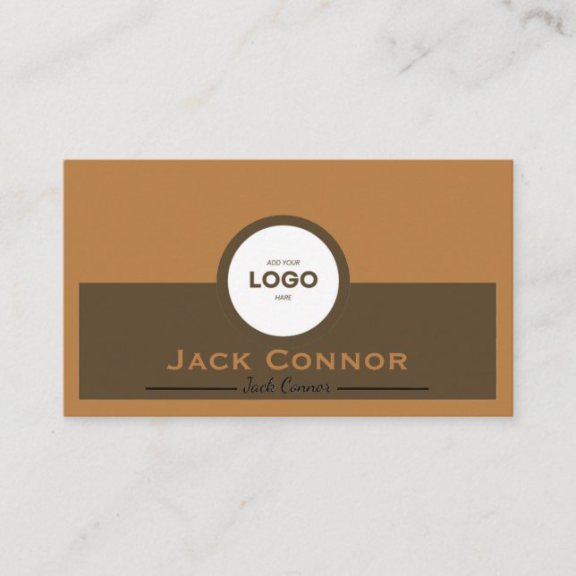 Professional Brown and Ochre Two-Tone Business Car Card (Front)