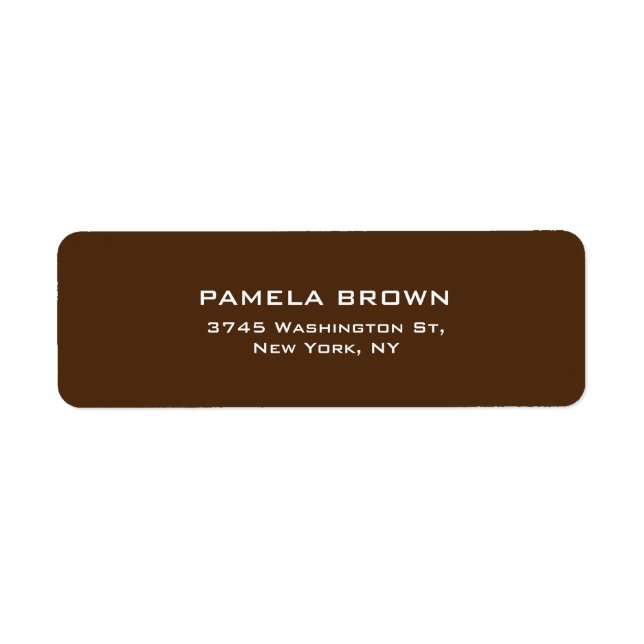 Professional Brown Background Simple Plain Elegant Label (Front)
