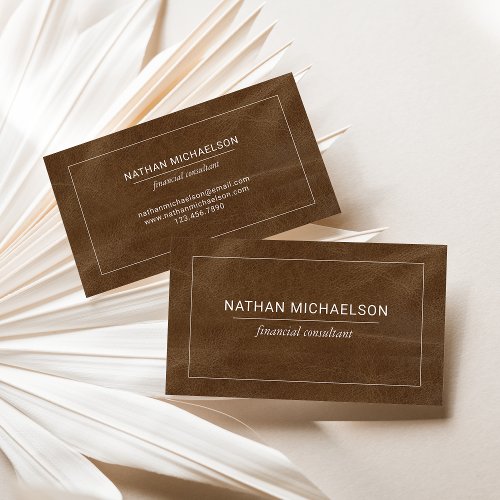Professional Brown Faux Leather Business Card