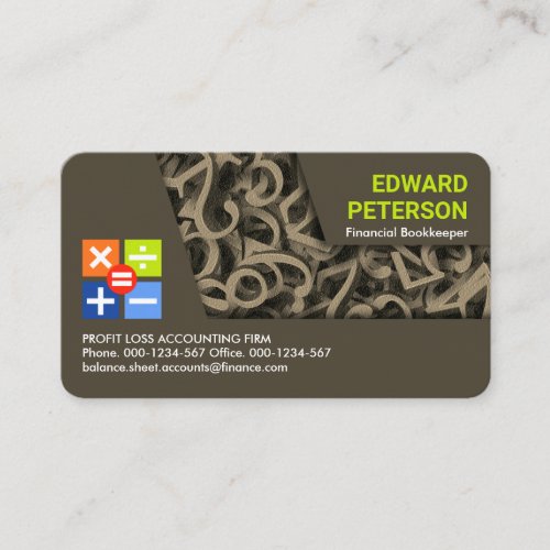 Professional Brown Numbers Design Financial Business Card
