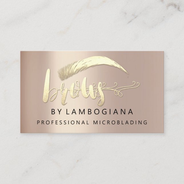Professional Brows Gold Gray Logo Social Media FB  Business Card (Front)