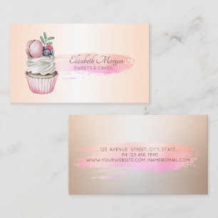 Professional Brush Stroke Cupcake Macaron Bakery Business Card