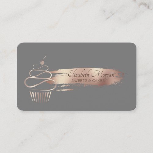 Professional Brush StrokeCupcake Sweets Gray Business Card