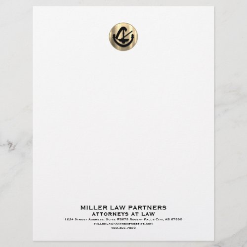 Professional Brushed Gold Logo Attorneys Law Firms Letterhead
