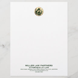 Professional Brushed Gold Logo Green Typography Letterhead