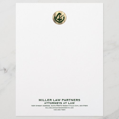 Professional Brushed Gold Logo Green Typography Letterhead