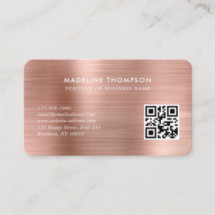 Professional Brushed Metal Rose Gold Logo QR Code Business Card