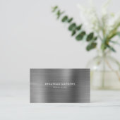 Professional Brushed Metal Silver Gray QR Code Business Card (Standing Front)