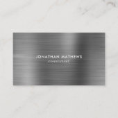 Professional Brushed Metal Silver Gray QR Code Business Card (Front)