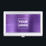 Professional Brushed Metallic Purple Company Logo Business Card Case<br><div class="desc">Professional Brushed Metallic Purple Company Logo Business Card Case</div>
