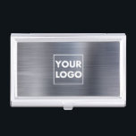 Professional Brushed Metallic Silver Company Logo Business Card Case<br><div class="desc">Professional Brushed Metallic Silver Company Logo Business Card Case</div>