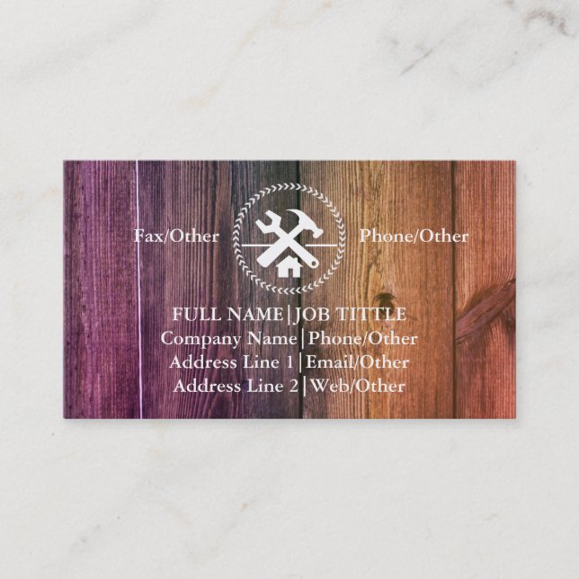 Professional Builder Carpenter Tools Woodworking B Business Card (Front)