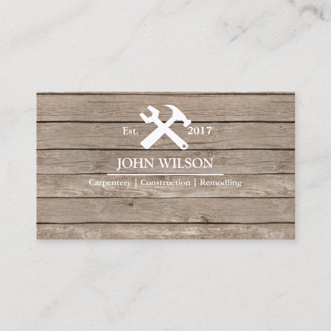 Professional Builder Carpenter Tools Woodworking B Business Card (Front)