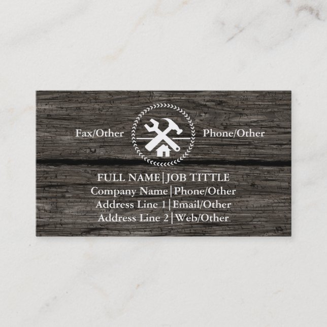 Professional Builder Carpenter Tools Woodworking B Business Card (Front)