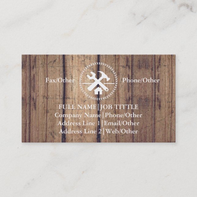 Professional Builder Carpenter Tools Woodworking B Business Card (Front)