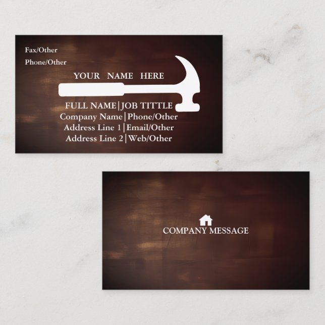 Professional Builder Carpenter Tools Woodworking Business Card (Front/Back)