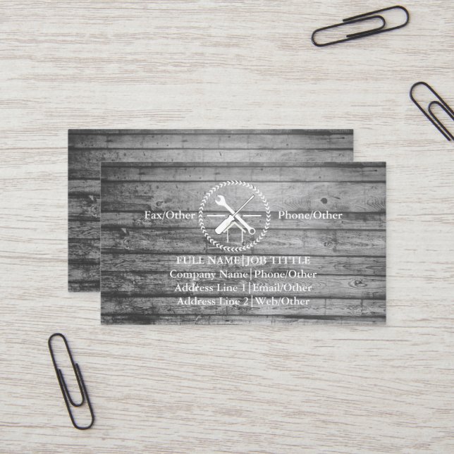 Professional Builder Carpenter Tools Woodworking Business Card (Front/Back In Situ)