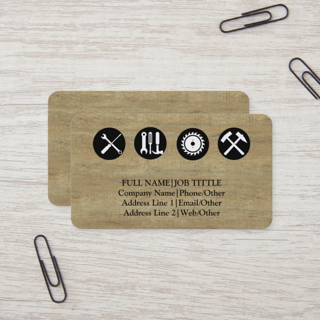 Professional Builder Carpenter Tools Woodworking Business Card (Front/Back In Situ)
