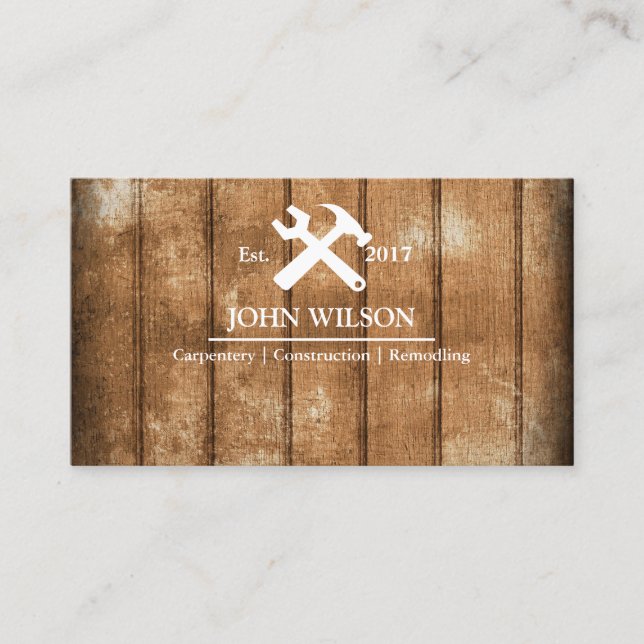 Professional Builder Carpenter Tools Woodworking Business Card (Front)