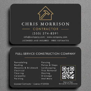 Professional Builder & Contractor Business QR Code Card