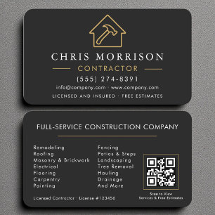 Professional Builder & Contractor Business QR Code Card