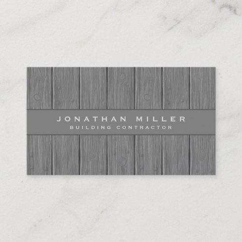 Professional Building Contractor Gray Wooden Plank Business Card